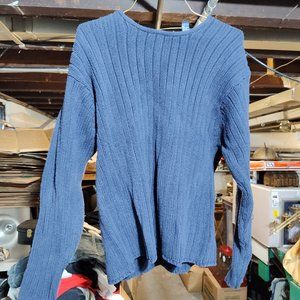 Vintage Men's Large GAP Blue Thick Knit 100% Cotton Sweater